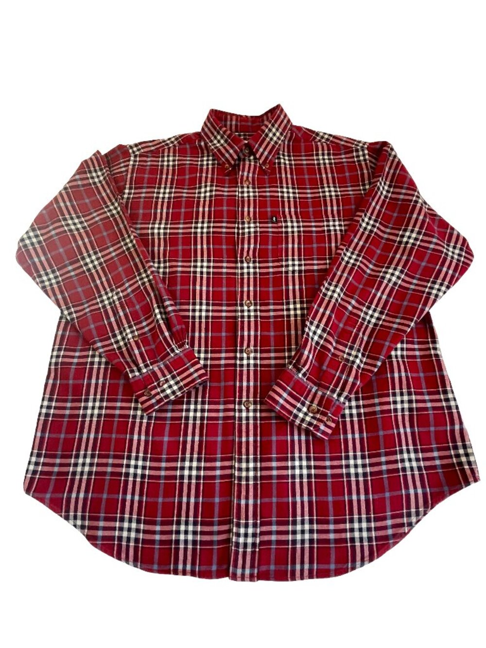 Brooks Brothers 346 Men's Large Red Plaid Flannel Shirt 100% Cotton